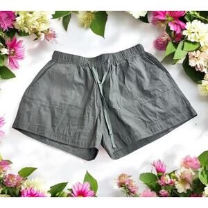 Dark Gray Utility Shorts Womens Sz XL Drawstring Elastic Waist Pockets 4" Inseam